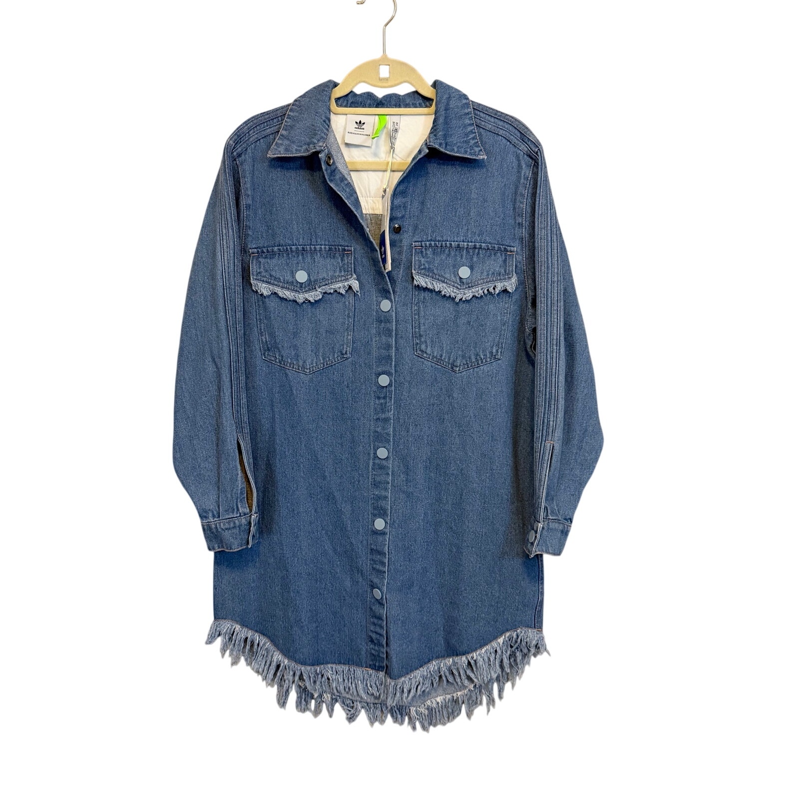 Adidas X Ksenia Schnaider Shirt Dress Xs Blue Denim Oversized Western Rodeo Nwt